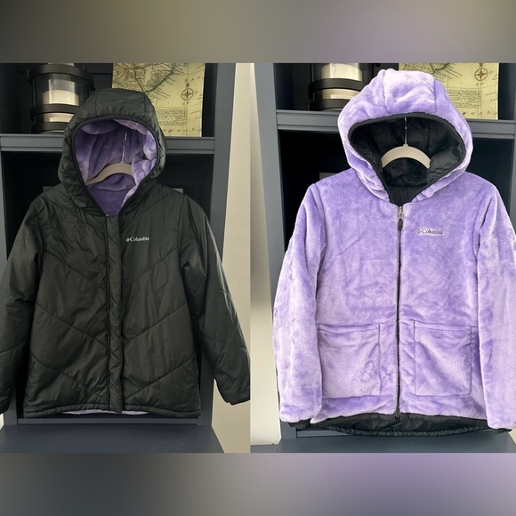 Columbia Youth Girls Big Fir Reversible Lined Jacket Large L(14-16) Hood - Picture 1 of 6